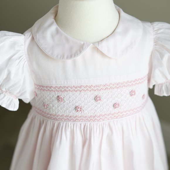 Strasburg Dress Smocked Pink Embroidery Spring Portraits Special Occasion - Picture 5 of 5